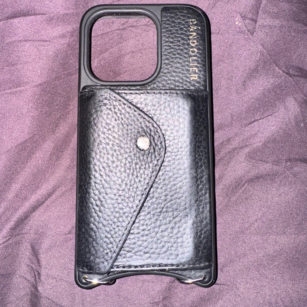 Bandolier Black Leather Phone Case 15pro